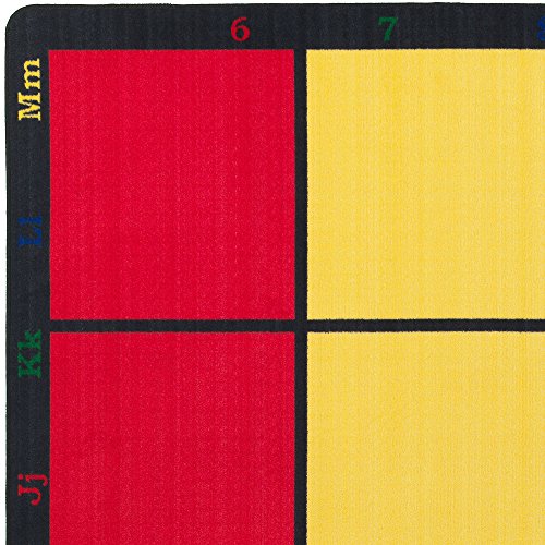 Flagship Carpets Learning Grid Colorful Numbers and Letters Kids Seating Area Rug for Classroom, Play Area Mat, Home Learning or Kids Room Carpet, 5'10" x 8'4", Seats 24