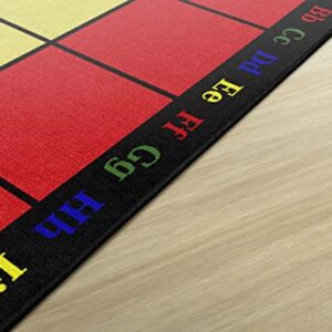 Flagship Carpets Learning Grid Colorful Numbers and Letters Kids Seating Area Rug for Classroom, Play Area Mat, Home Learning or Kids Room Carpet, 5'10" x 8'4", Seats 24