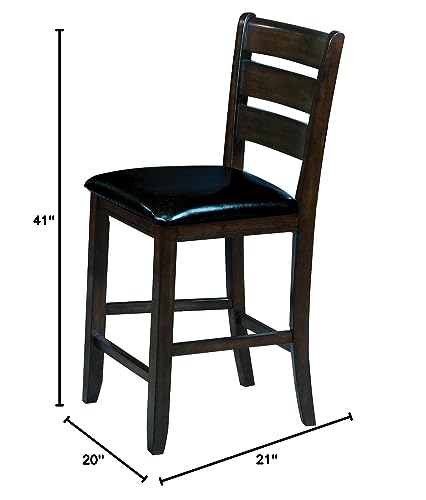 ACME Urbana Counter Height Chair (Set-2) - - Black PU & Espresso