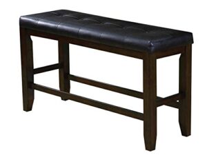 acme furniture bench, black pu & espresso