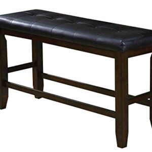 ACME Furniture bench, Black PU & Espresso