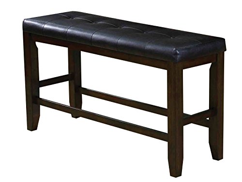 ACME Furniture bench, Black PU & Espresso