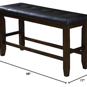 ACME Furniture bench, Black PU & Espresso