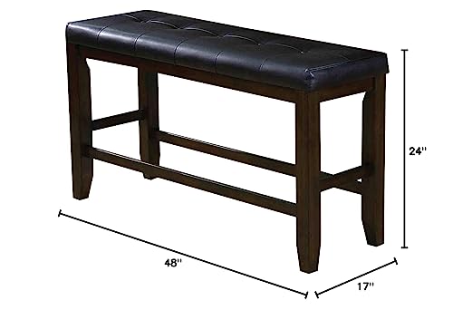 ACME Furniture bench, Black PU & Espresso