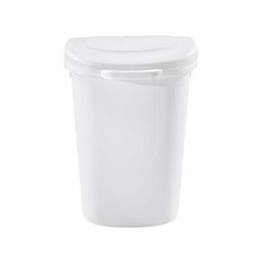 rubbermaid touch top lid trash can for home, kitchen, and bathroom garbage, 13 gallon garbage can, waste basket, white