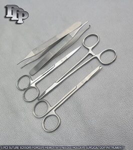 5 pieces scissors forceps hemostats needle holders ddp instruments