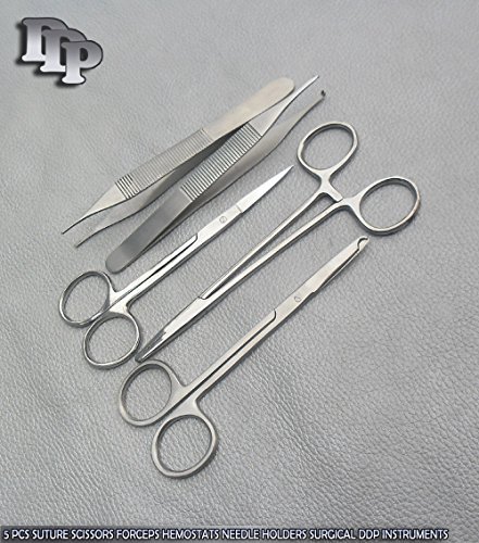 5 Pieces Scissors Forceps HEMOSTATS Needle Holders DDP Instruments