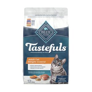 blue buffalo tastefuls weight control natural adult dry cat food, chicken 15lb bag