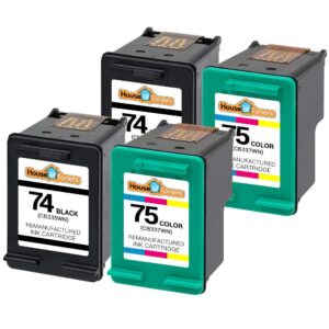 Houseoftoners Remanufactured Ink Cartridge Replacement for HP 74 75 CC659FN CB335WN CB337WN ((4 Pack (2-Black/2-Color))