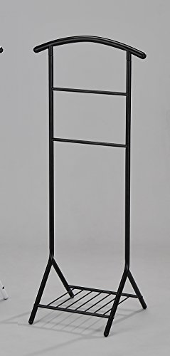 Kings Brand Furniture - Amos Black Metal Wardrobe Suit Valet Stand Organizer, Clothes Rack, Contour Hanger, Trouser Shoe Rack