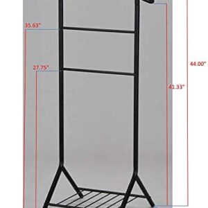 Kings Brand Furniture - Amos Black Metal Wardrobe Suit Valet Stand Organizer, Clothes Rack, Contour Hanger, Trouser Shoe Rack