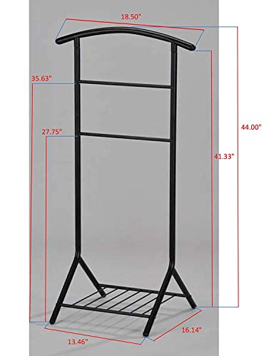 Kings Brand Furniture - Amos Black Metal Wardrobe Suit Valet Stand Organizer, Clothes Rack, Contour Hanger, Trouser Shoe Rack