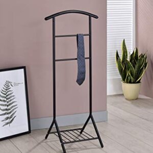 Kings Brand Furniture - Amos Black Metal Wardrobe Suit Valet Stand Organizer, Clothes Rack, Contour Hanger, Trouser Shoe Rack