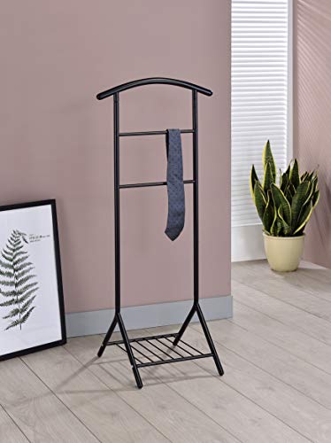 Kings Brand Furniture - Amos Black Metal Wardrobe Suit Valet Stand Organizer, Clothes Rack, Contour Hanger, Trouser Shoe Rack