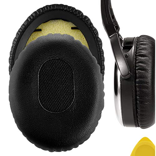 Geekria QuickFit Replacement Ear Pads for Bose QC3 ON-Ear, QuietComfort 3 Headphones Ear Cushions, Headset Earpads, Ear Cups Cover Repair Parts (Black)