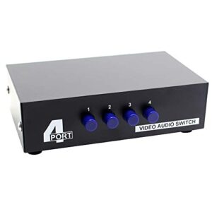 Panlong 4-Way AV Switch RCA Switcher 4 in 1 Out Composite Video L/R Stereo Audio Selector Box for DVD STB Game Consoles