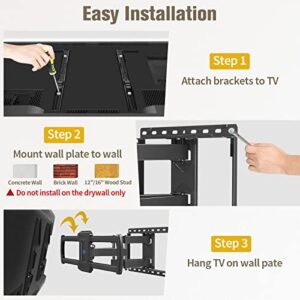 Mounting Dream UL Listed TV Mount Bracket for Most 42-75 Inch Flat Screen TVs, Full Motion TV Wall Mounts with Swivel Articulating Dual Arms, Max VESA 600x400mm, 100 LBS Loading, Fits 16" Wood Studs