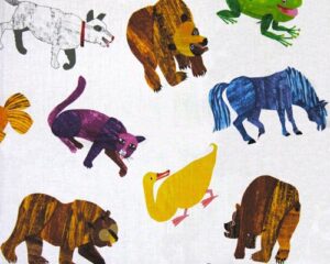 brown bear brown bear painted animals multi fabric by the yard
