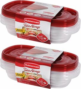 rubbermaid take alongs 4-cup rectangle containers, 2-pack of 3