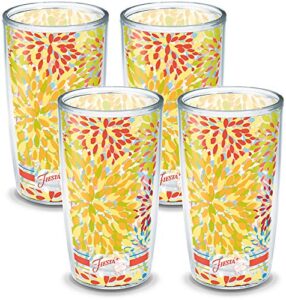 tervis made in usa double walled fiesta insulated tumbler cup keeps drinks cold & hot, 16oz - 4pk, poppy calypso