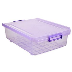 tatay storage box with lid, under bed, 32 capacity, with handles, polypropylene, bpa free, plum. dimension 40 x 57 x 18 cm