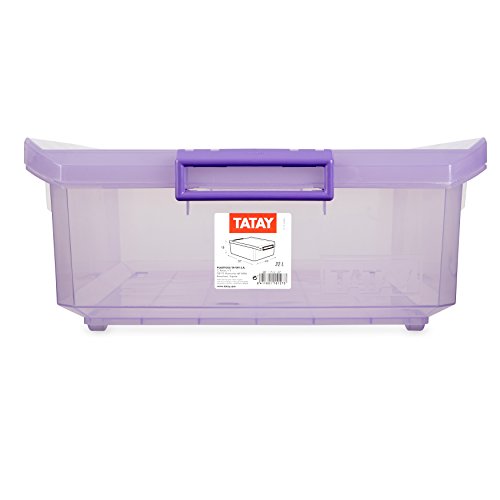 Tatay Storage Box with Lid, Under Bed, 32 Capacity, with handles, Polypropylene, BPA Free, Plum. Dimension 40 x 57 x 18 cm