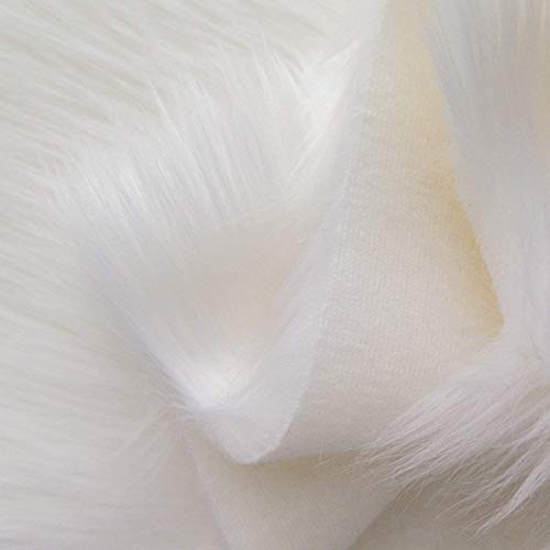 Faux Fake Fur Solid Shaggy Long Pile Fabric - White - 60" Width Sold by The Yard