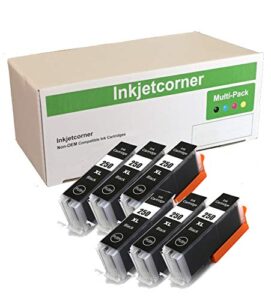 inkjetcorner compatible ink cartridges replacement for pgi-250xl pgi 250bk xl pgbk for use with mx922 mg7520 mg6620 mg5620 mx920 mg5520 mg6420 mg7120 (big black, 6-pack)