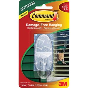 command large clear outdoor plastic, window hook, 3 piece (1 hook, 2 strips)