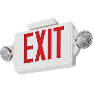 Lithonia Lighting LHQM LED R M6 Quantum White LED Exit and Emergency Light Combo with Red Letters, 180 Lumens, 120 Volts, 4 Watts,