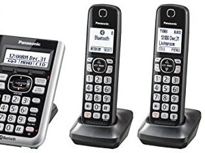 PANASONIC Link2Cell Bluetooth Cordless Phone System with Voice Assistant, Call Blocking and Answering Machine. DECT 6.0 Expandable Cordless System - 4 Handsets - KX-TGF574S (Silver)