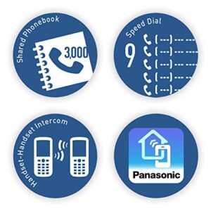 PANASONIC Link2Cell Bluetooth Cordless Phone System with Voice Assistant, Call Blocking and Answering Machine. DECT 6.0 Expandable Cordless System - 4 Handsets - KX-TGF574S (Silver)