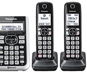 PANASONIC Link2Cell Bluetooth Cordless Phone System with Voice Assistant, Call Blocking and Answering Machine. DECT 6.0 Expandable Cordless System - 4 Handsets - KX-TGF574S (Silver)