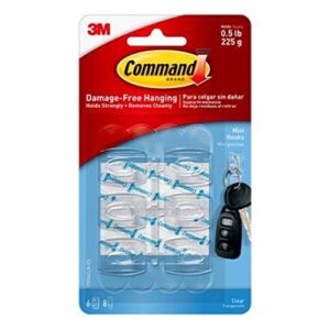 command strips 17006clr clear mini command® hooks 6 count