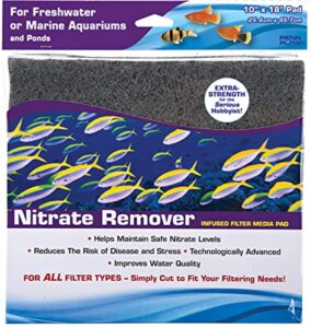 penn-plax nitrate reducer aquarium filter media pad – easy to cut into any size your filter requires – 10” x 18”