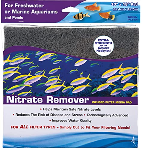 Penn-Plax Nitrate Reducer Aquarium Filter Media Pad – Easy to Cut into Any Size Your Filter Requires – 10” x 18”