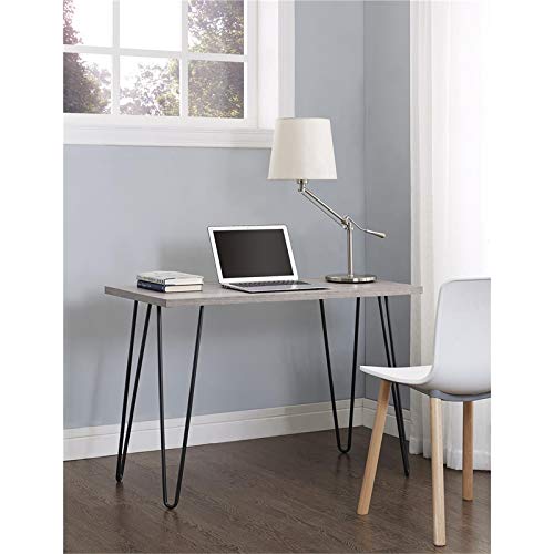 Ameriwood Home Owen Retro Desk with Metal Legs Weathered Oak