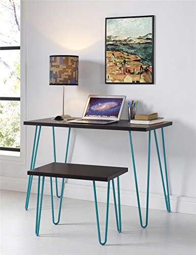 Ameriwood Home Owen Retro Desk, Espresso/Teal