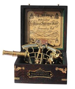 marine art handicrafts '' brass sextant with compass for birthday, wedding, baptism, mother's day, father's day, partner, best man, anniversary, farewell, graduation, c-3082