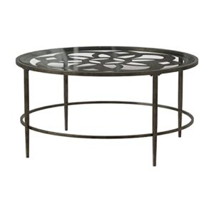 hillsdale marsala metal coffee table, gray with brown rub