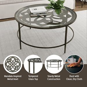 Hillsdale Marsala Metal Coffee Table, Gray with Brown Rub