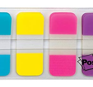 Post-it Tabs.625 in Solid, Aqua, Yellow, Pink, Violet, 10/Color, 40/Dispenser (676-AYPV) , Bright Colors , 5/8 x 1-1/2 in