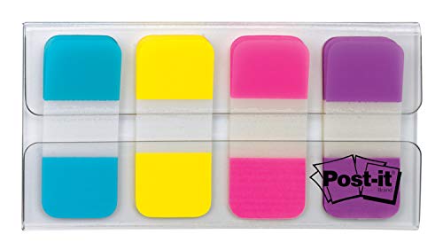 Post-it Tabs.625 in Solid, Aqua, Yellow, Pink, Violet, 10/Color, 40/Dispenser (676-AYPV) , Bright Colors , 5/8 x 1-1/2 in