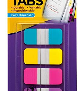 Post-it Tabs.625 in Solid, Aqua, Yellow, Pink, Violet, 10/Color, 40/Dispenser (676-AYPV) , Bright Colors , 5/8 x 1-1/2 in