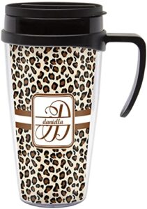 rnk shops leopard print acrylic travel mug with handle (personalized)