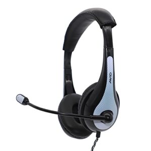 avid ae-36 headset in white with adjustable boom microphone for school, classroom, education, testing and assessment
