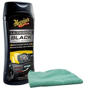 meguiar's ultimate black plastic restorer (12 oz) bundle with microfiber cloth (2 items)