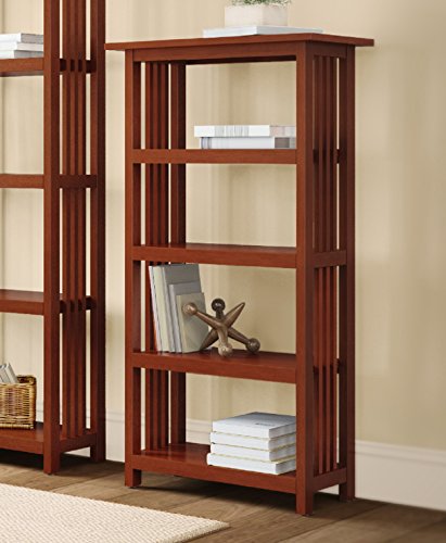 Mission 48" H Bookcase with 4 Shelves, Cherry