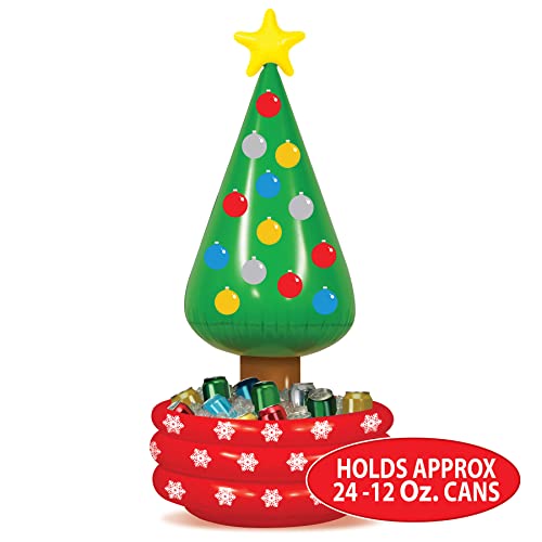 Beistle Inflatable Christmas Tree Cooler, 4’ 8” x 26” Holds approx. 24 12 oz. Cans - Inflatable Cooler for Parties, Drink Containers, Beverage Cooler, Christmas Inflatable, Holiday Decorations