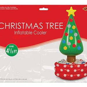 Beistle Inflatable Christmas Tree Cooler, 4’ 8” x 26” Holds approx. 24 12 oz. Cans - Inflatable Cooler for Parties, Drink Containers, Beverage Cooler, Christmas Inflatable, Holiday Decorations